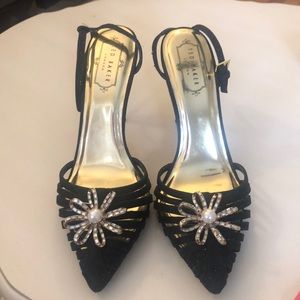 Ted Baker London Black Heels with Gold Accents